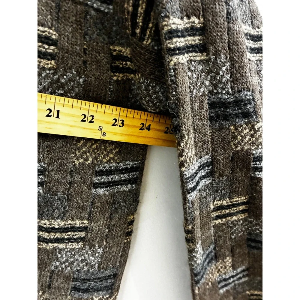 Cellinni V-Neck Sweater Mens XL Brown Wool Alpaca Blend Geometric Made in Italy
